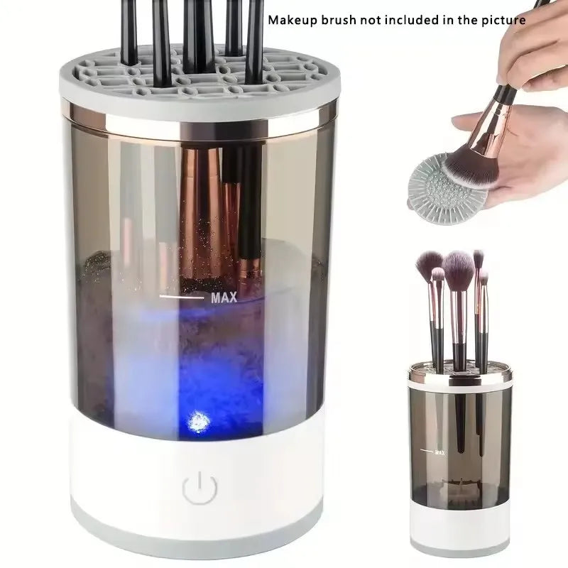 Portable Electric Makeup Brush Cleaner - USB Quick Clean Machine with Rubber Collar