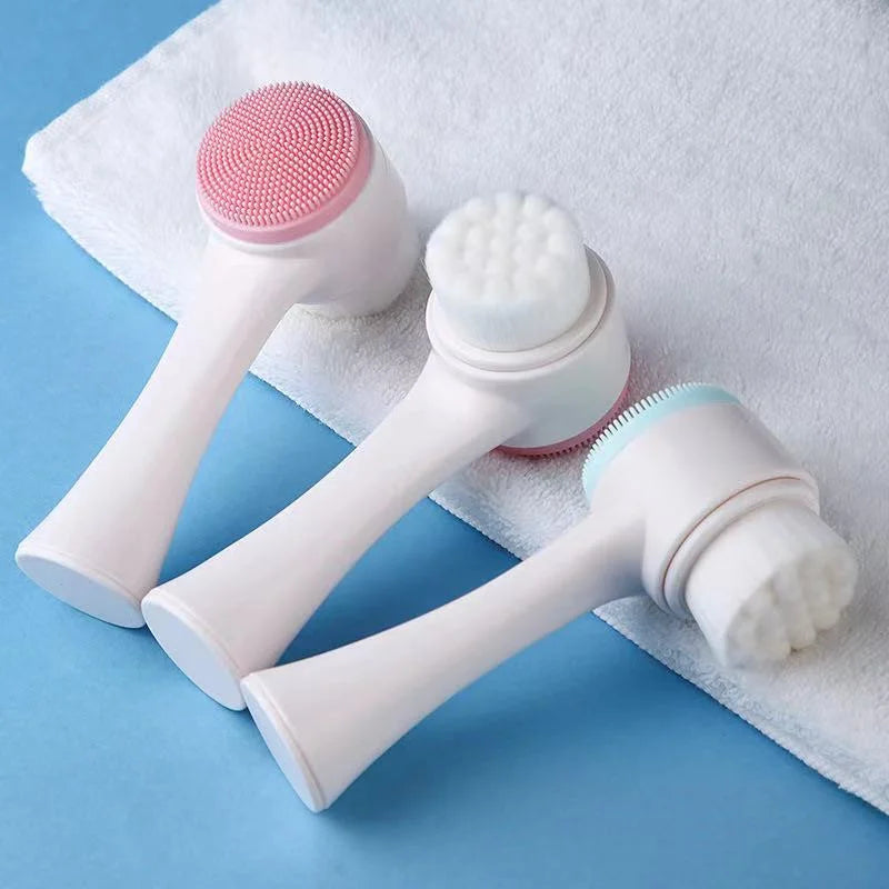 3D Silicone Facial Cleanser & Massage Brush - Soft Double Sided Bristles for Ultimate Skin Care
