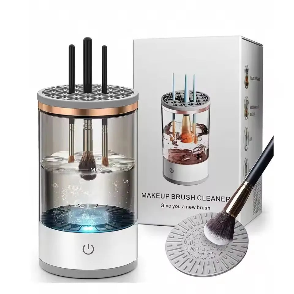 Portable Electric Makeup Brush Cleaner - USB Quick Clean Machine with Rubber Collar
