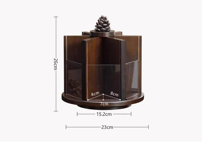Chic Vintage Wooden Rotating Makeup Organizer with Drawer and Rack