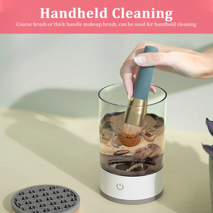 Portable Electric Makeup Brush Cleaner - USB Quick Clean Machine with Rubber Collar
