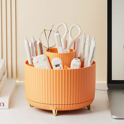 360° Rotating Makeup Organizer - Large Capacity Cosmetic Storage Box for Bathroom & Portable Lipstick/Brush Holder