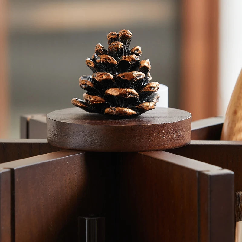 Chic Vintage Wooden Rotating Makeup Organizer with Drawer and Rack
