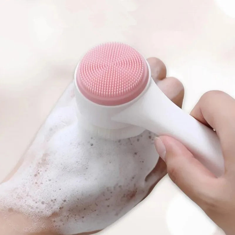 3D Silicone Facial Cleanser & Massage Brush - Soft Double Sided Bristles for Ultimate Skin Care