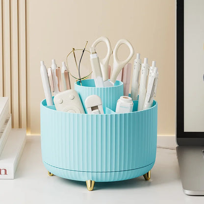 360° Rotating Makeup Organizer - Large Capacity Cosmetic Storage Box for Bathroom & Portable Lipstick/Brush Holder