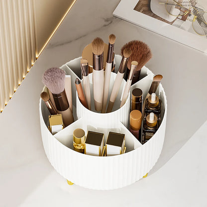 360° Rotating Makeup Organizer - Large Capacity Cosmetic Storage Box for Bathroom & Portable Lipstick/Brush Holder