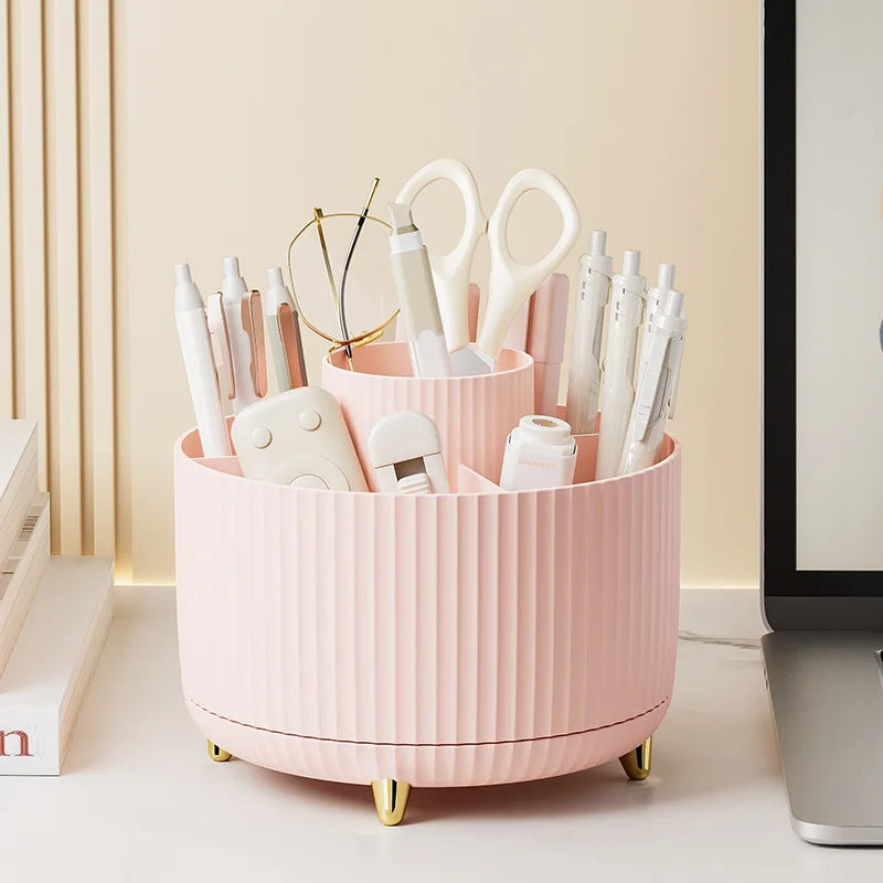 360° Rotating Makeup Organizer - Large Capacity Cosmetic Storage Box for Bathroom & Portable Lipstick/Brush Holder