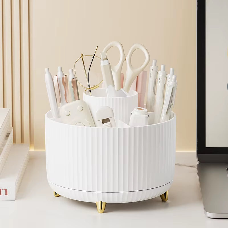 360° Rotating Makeup Organizer - Large Capacity Cosmetic Storage Box for Bathroom & Portable Lipstick/Brush Holder