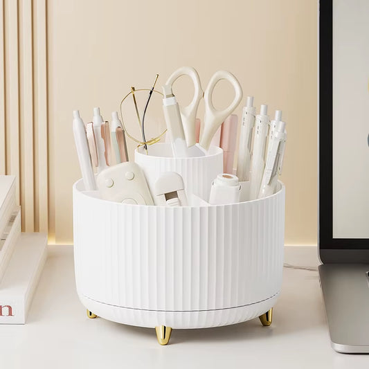 360° Rotating Makeup Organizer - Large Capacity Cosmetic Storage Box for Bathroom & Portable Lipstick/Brush Holder