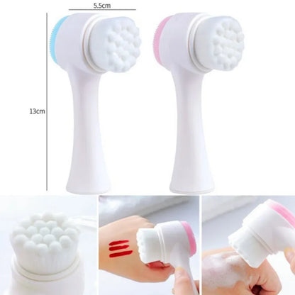 3D Silicone Facial Cleanser & Massage Brush - Soft Double Sided Bristles for Ultimate Skin Care