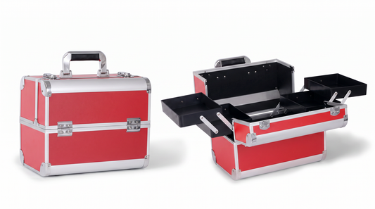 Multi-Layer Makeup Train Case on clean white background